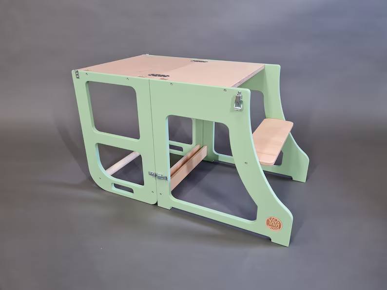 3 in 1 Montessori Kitchen Learning Stool With a Slide