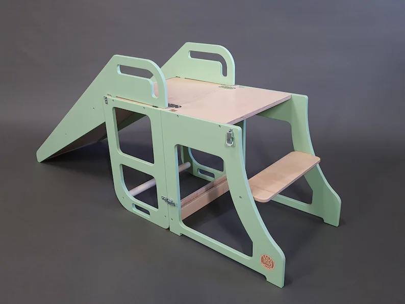 3 in 1 Montessori Kitchen Learning Stool With a Slide