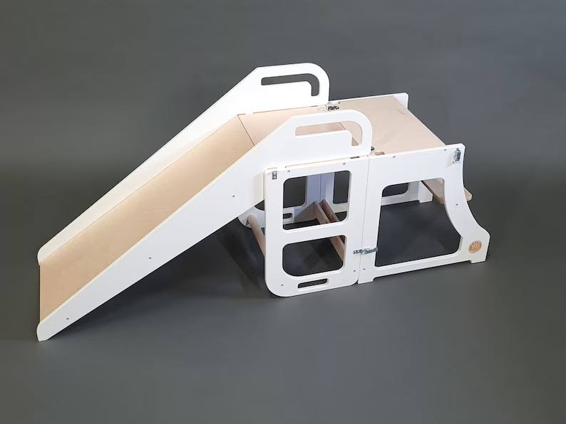 3 in 1 Montessori Kitchen Learning Stool With a Slide