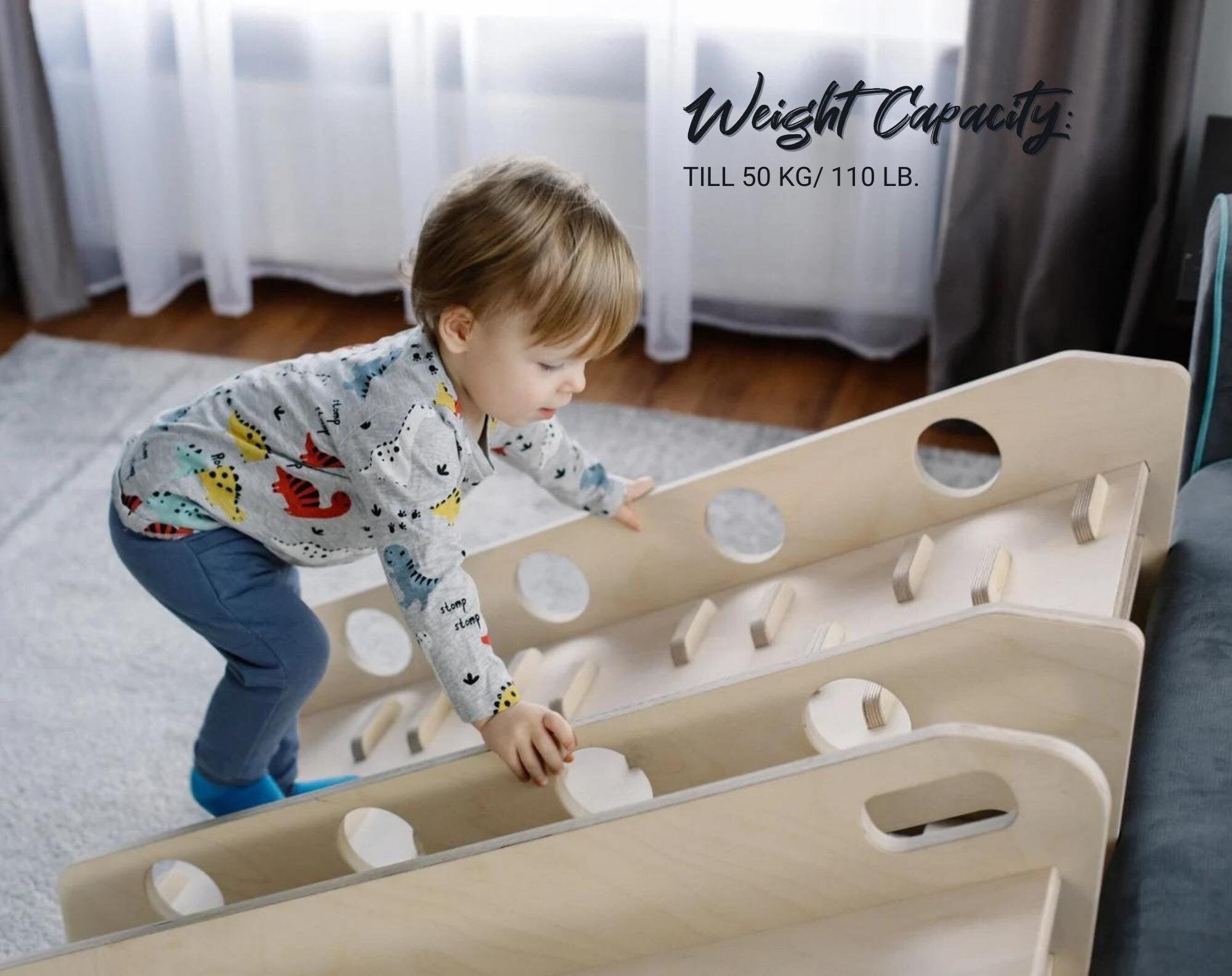 Wooden Indoor Slide & Climbing Rack Set for Toddlers